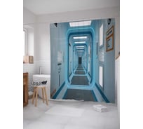 Штора (занавеска) для ванной JoyArty "Военный коридор" из сатена, 180х200 см с крючками, sc_22115