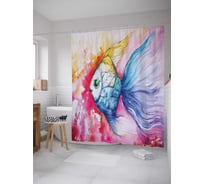 Штора (занавеска) для ванной JoyArty "Гипнотическая рыбка" из сатена, 180х200 см с крючками, sc_20571