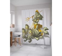 Штора (занавеска) для ванной JoyArty "Кони посейдона" из сатена, 180х200 см с крючками, sc_21715