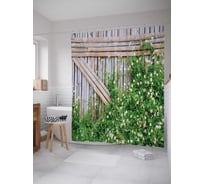Штора (занавеска) для ванной JoyArty "Заросший забор" из сатена, 180х200 см с крючками, sc_21654