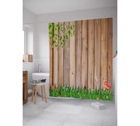 Штора (занавеска) для ванной JoyArty "Домашняя природа" из сатена, 180х200 см с крючками, sc_21649