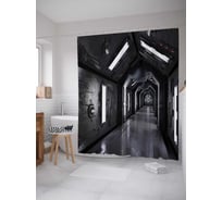 Штора (занавеска) для ванной JoyArty "Металлический тоннель" из сатена, 180х200 см с крючками, sc_22107