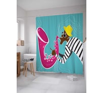 Штора (занавеска) для ванной JoyArty "Настроение саксофониста" из сатена, 180х200 см с крючками, sc_22063