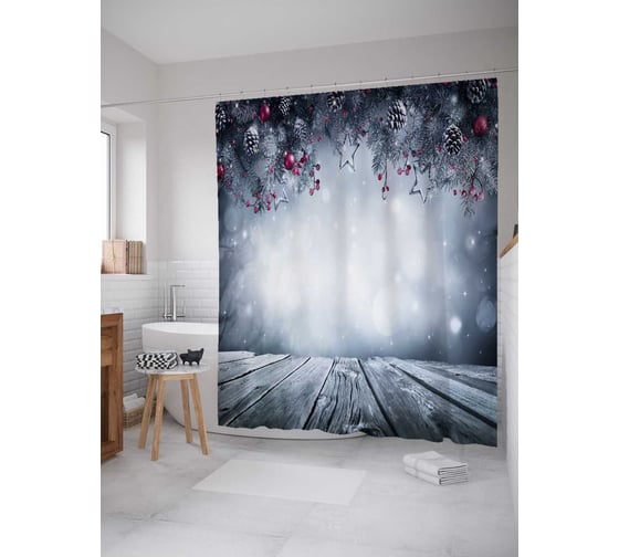 Штора (занавеска) для ванной JoyArty "Ослепительные украшения" из сатена, 180х200 см с крючками, sc_21482 1