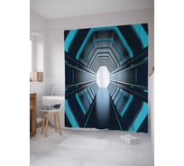 Штора (занавеска) для ванной JoyArty "Синий тоннель" из сатена, 180х200 см с крючками, sc_22118