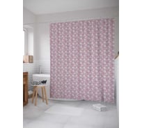 Штора (занавеска) для ванной JoyArty "Белые цветы" из сатена, 180х200 см с крючками, sc_258471