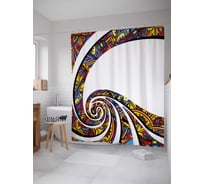 Штора (занавеска) для ванной JoyArty "Модерные завитки" из сатена, 180х200 см с крючками, sc_21757