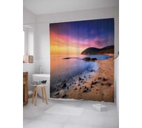 Штора (занавеска) для ванной JoyArty "Море выбросило камни" из сатена, 180х200 см с крючками, sc_21344