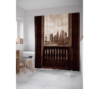 Штора (занавеска) для ванной JoyArty "Балкон у моста" из сатена, 180х200 см с крючками, sc_21339