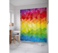 Штора (занавеска) для ванной JoyArty "Разноцветные ромбы" из сатена, 180х200 см с крючками, sc_21778