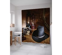 Штора (занавеска) для ванной JoyArty "Ковбойский ночлег" из сатена, 180х200 см с крючками, sc_23107