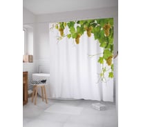 Штора (занавеска) для ванной JoyArty "Ветка винограда" из сатена, 180х200 см с крючками, sc_21590