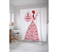 Штора (занавеска) для ванной JoyArty "Пламенное порхание" из сатена, 180х200 см с крючками, sc_23552