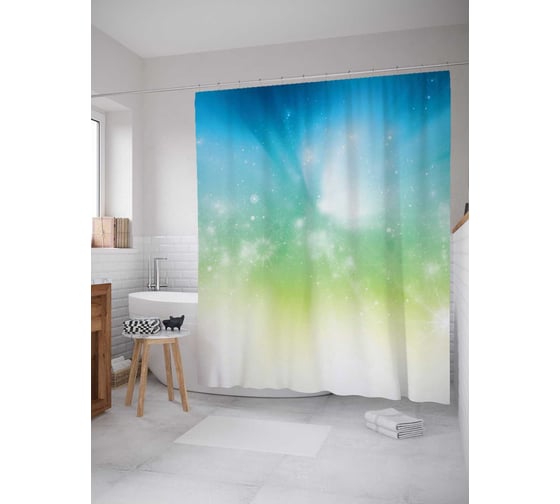 Штора (занавеска) для ванной JoyArty "Яркое явление" из сатена, 180х200 см с крючками, sc_2648 1