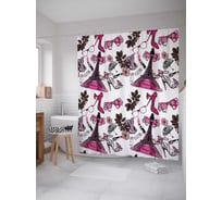 Штора (занавеска) для ванной JoyArty "Парижские аксессуары" из сатена, 180х200 см с крючками, sc_21059