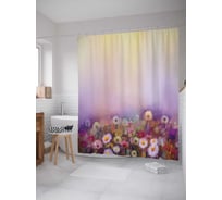 Штора (занавеска) для ванной JoyArty "Туман спрятал цветы" из сатена, 180х200 см с крючками, sc_21128