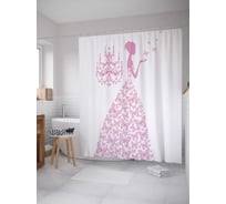 Штора (занавеска) для ванной JoyArty "Фея бабочек" из сатена, 180х200 см с крючками, sc_23550