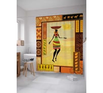 Штора (занавеска) для ванной JoyArty "Африканская культура" из сатена, 180х200 см с крючками, sc_23224