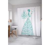 Штора (занавеска) для ванной JoyArty "Весенний полет" из сатена, 180х200 см с крючками, sc_23553
