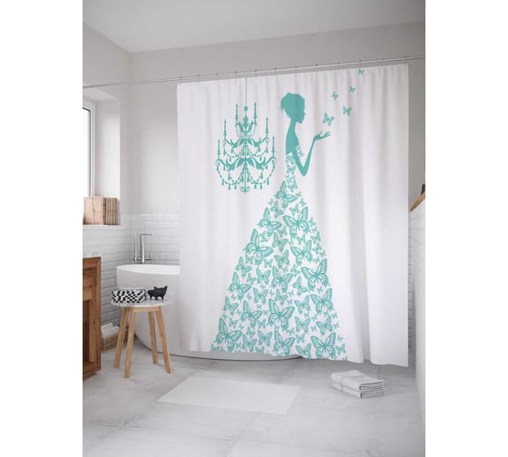 Штора (занавеска) для ванной JoyArty "Весенний полет" из сатена, 180х200 см с крючками, sc_23553 1