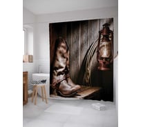 Штора (занавеска) для ванной JoyArty "В гостях у ковбоя" из сатена, 180х200 см с крючками, sc_23100