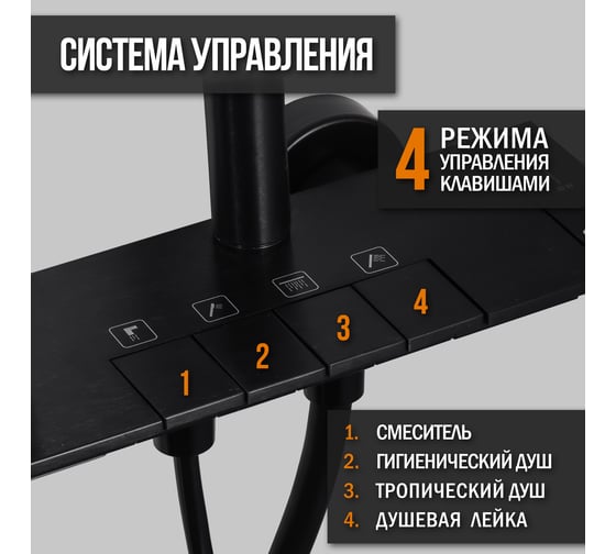 Душевая система VIGRO Черный матовый VG2404-7