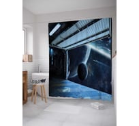 Штора (занавеска) для ванной JoyArty "Космический вид" из сатена, 180х200 см с крючками, sc_21680