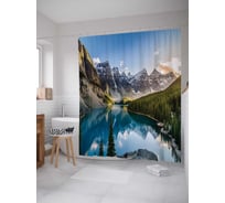 Штора (занавеска) для ванной JoyArty "Снежные горы" из сатена, 180х200 см с крючками, sc_20406