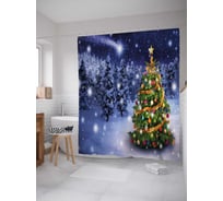 Штора (занавеска) для ванной JoyArty "Лесная красавица" из сатена, 180х200 см с крючками, sc_21448