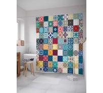 Штора (занавеска) для ванной JoyArty "Плитка с цветочными узорами" из сатена, 180х200 см с крючками, sc_17019