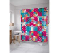 Штора (занавеска) для ванной JoyArty "Квадраты врут" из сатена, 180х200 см с крючками, sc_21408