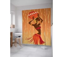 Штора (занавеска) для ванной JoyArty "Темнокожая красотка" из сатена, 180х200 см с крючками, sc_23272