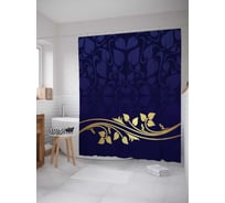 Штора (занавеска) для ванной JoyArty "Золотые листья" из сатена, 180х200 см с крючками, sc_23125