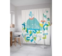 Штора (занавеска) для ванной JoyArty "Китовая геометрия" из сатена, 180х200 см с крючками, sc_23195