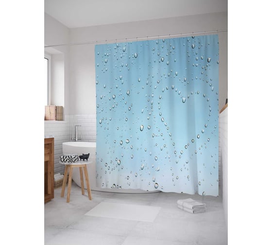 Штора (занавеска) для ванной JoyArty "Сердце из капель" из сатена, 180х200 см с крючками, sc_19798 1