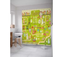 Штора (занавеска) для ванной JoyArty "Детский парк" из сатена, 180х200 см с крючками, sc_25677