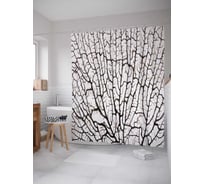 Штора (занавеска) для ванной JoyArty "Лесная паутина" из сатена, 180х200 см с крючками, sc_19684