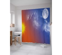 Штора (занавеска) для ванной JoyArty "Смена дня и ночи" из сатена, 180х200 см с крючками, sc_21685
