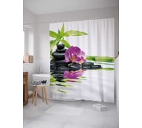 Штора (занавеска) для ванной JoyArty "Вода лечит" из сатена, 180х200 см с крючками, sc_21864