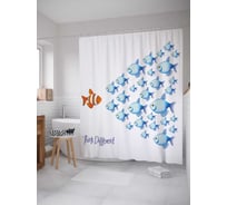 Штора (занавеска) для ванной JoyArty "Думай иначе" из сатена, 180х200 см с крючками, sc_21268