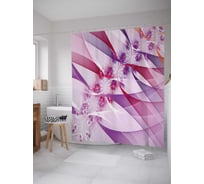 Штора (занавеска) для ванной JoyArty "Цветочный мост" из сатена, 180х200 см с крючками, sc_21574