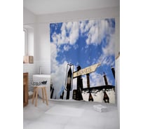 Штора (занавеска) для ванной JoyArty "Направление к Хогвартсу" из сатена, 180х200 см с крючками, sc_23720