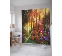 Штора (занавеска) для ванной JoyArty "Потерянный лес" из сатена, 180х200 см с крючками, sc_23046