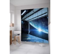 Штора (занавеска) для ванной JoyArty "Космический полет" из сатена, 180х200 см с крючками, sc_21679