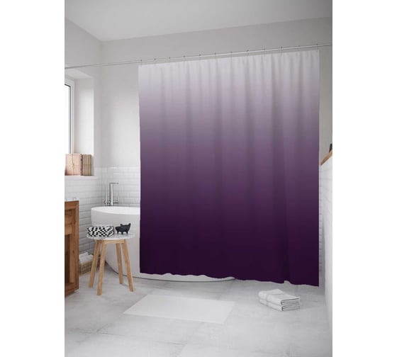 Штора (занавеска) для ванной JoyArty "Сумеречный градиент" из сатена, 180х200 см с крючками, sc_23527 1