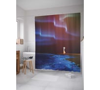 Штора (занавеска) для ванной JoyArty "На краю света" из сатена, 180х200 см с крючками, sc_21793