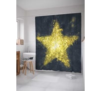 Штора (занавеска) для ванной JoyArty "Звезда из золота" из сатена, 180х200 см с крючками, sc_23756