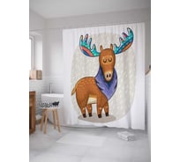 Штора (занавеска) для ванной JoyArty "Вежливый лось" из сатена, 180х200 см с крючками, sc_23361