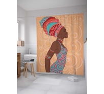 Штора (занавеска) для ванной JoyArty "Мода африканок" из сатена, 180х200 см с крючками, sc_23268