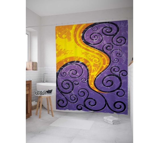 Штора (занавеска) для ванной JoyArty "Лава заполоняет" из сатена, 180х200 см с крючками, sc_22213 1